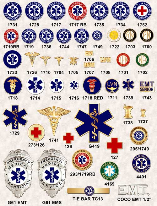 EMT badges seals nursing pins